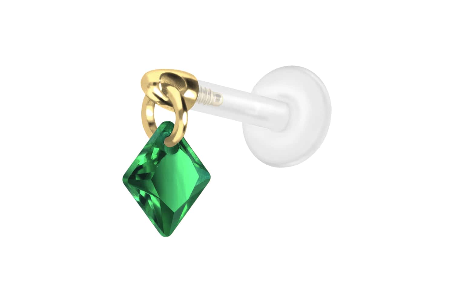 PTFE Labret Piercing mit Innengewinde + Titan-Aufsatz KRISTALLQUADRAT